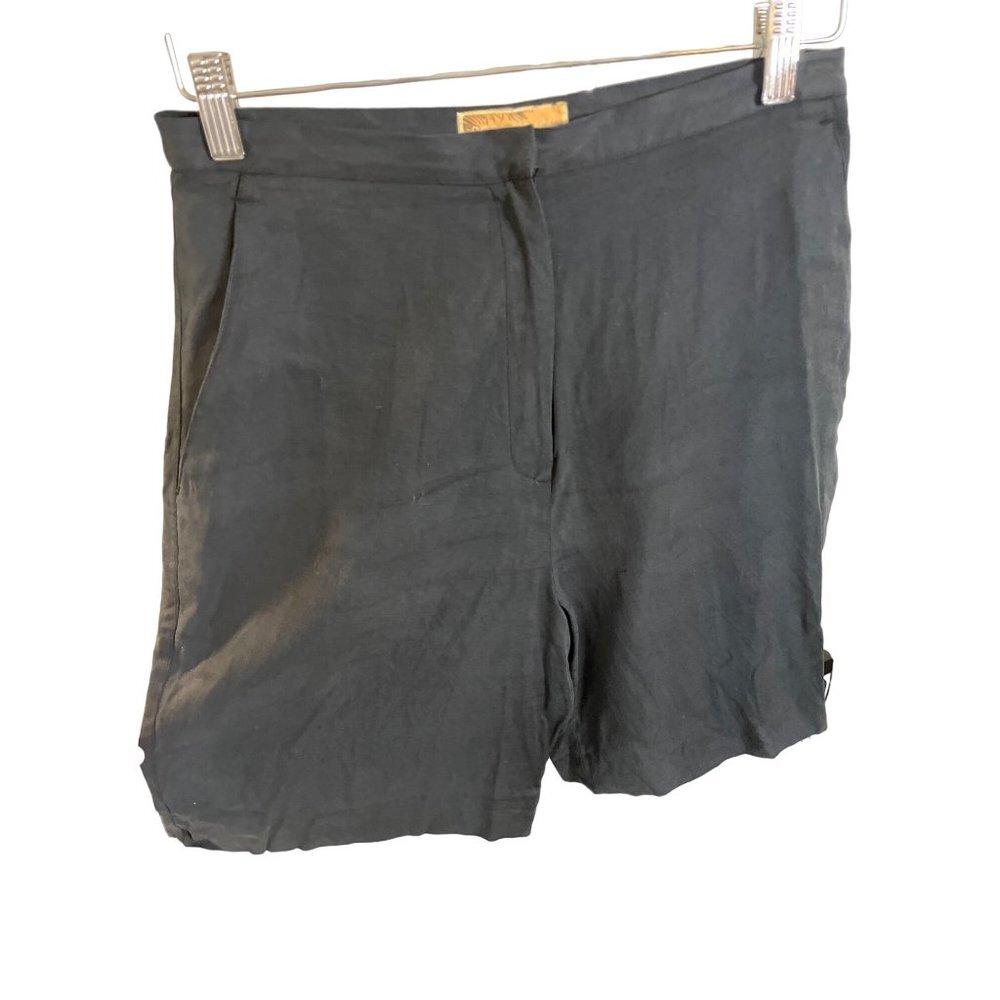 Vintage 90s Bobby Chan Black Silk Blend High Waisted Shorts Sz 8